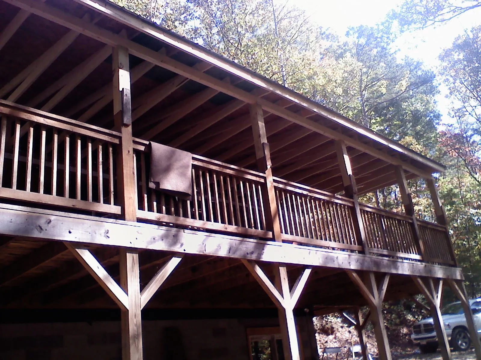 Timber framing under a new elevated porch and deck — Roof Leak Repair in Grove City by Roofing Brothers