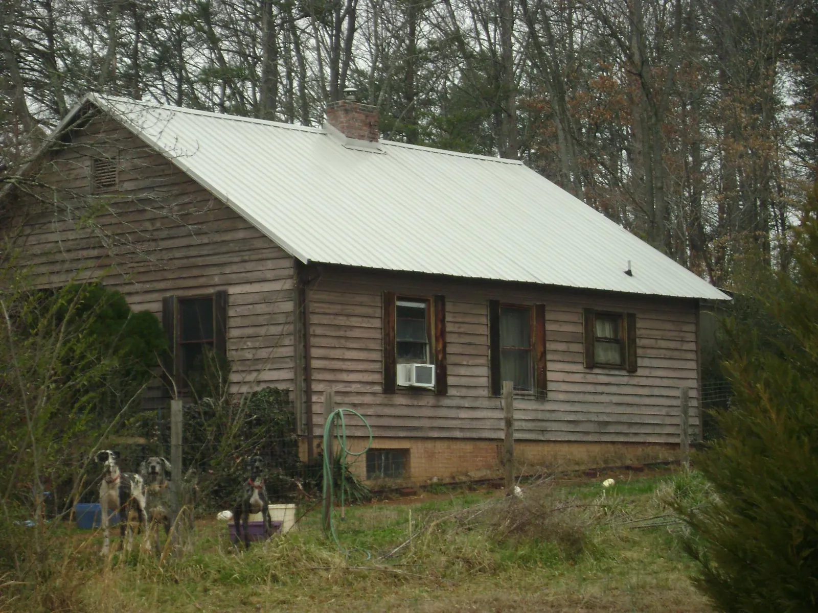 White metal roof on an old wood sided farmhouse, from a Asphalt Shingle Roof Repair job in Grove City